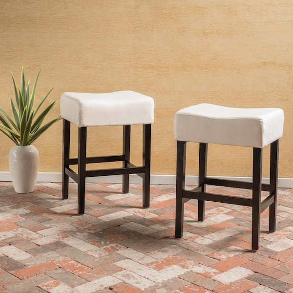 Lopez 18.13 in. Beige Backless Counter Stools (Set of 2)