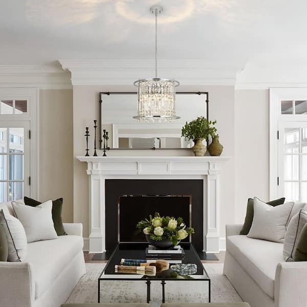 Kinlea 4 Light Chrome Crystal Modern Round Chandelier for Kitchen Island, Living Room and Dining Room