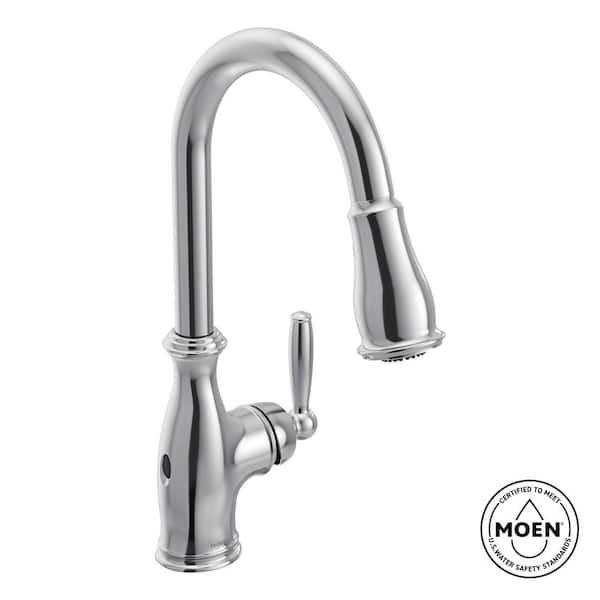 Brantford Chrome 15.5 in. H Pull Down Sprayer Kitchen Faucet with 360 Degree Spout Swivel and MotionSense Wave
