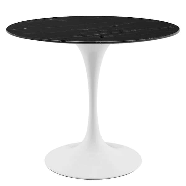 MODWAY Lippa 36 in. Round Black Artificial Marble Dining Table (Seats-4)