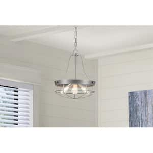 Southbourne 3-Light Antique Nickel Pendant with Open Steel Cage Frame