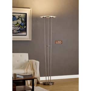 72 in. Satin Nickel Luciano LED Torchiere Floor lamp Touch Dimmer