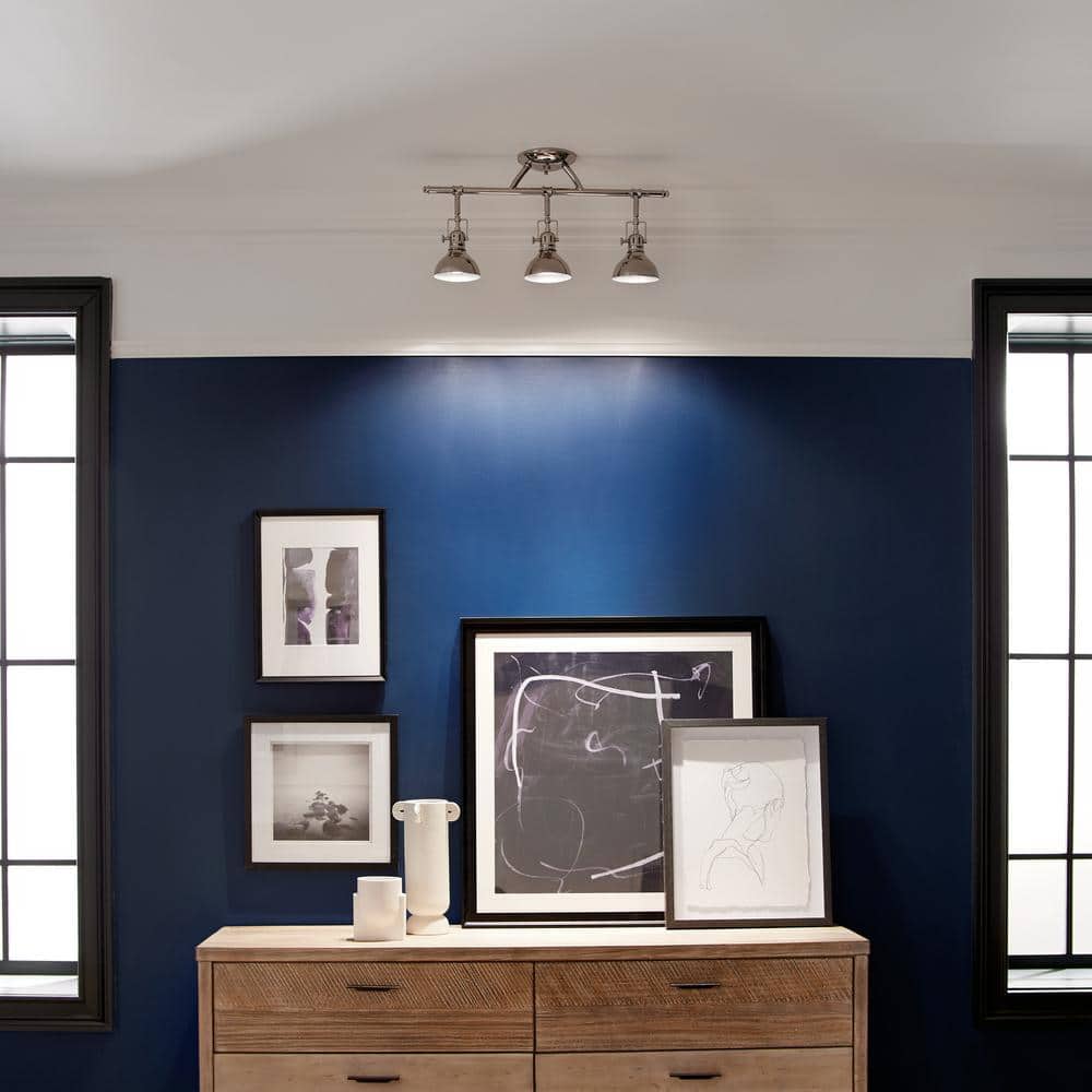 Modern Polished Nickel 3-Light Adjustable Ceiling Track