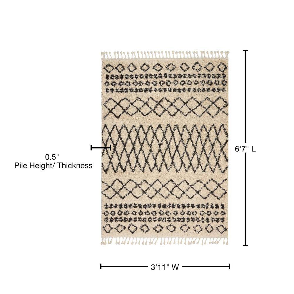 Casablanca Cream Diamond Shag Rug 3'11" x 6'7"