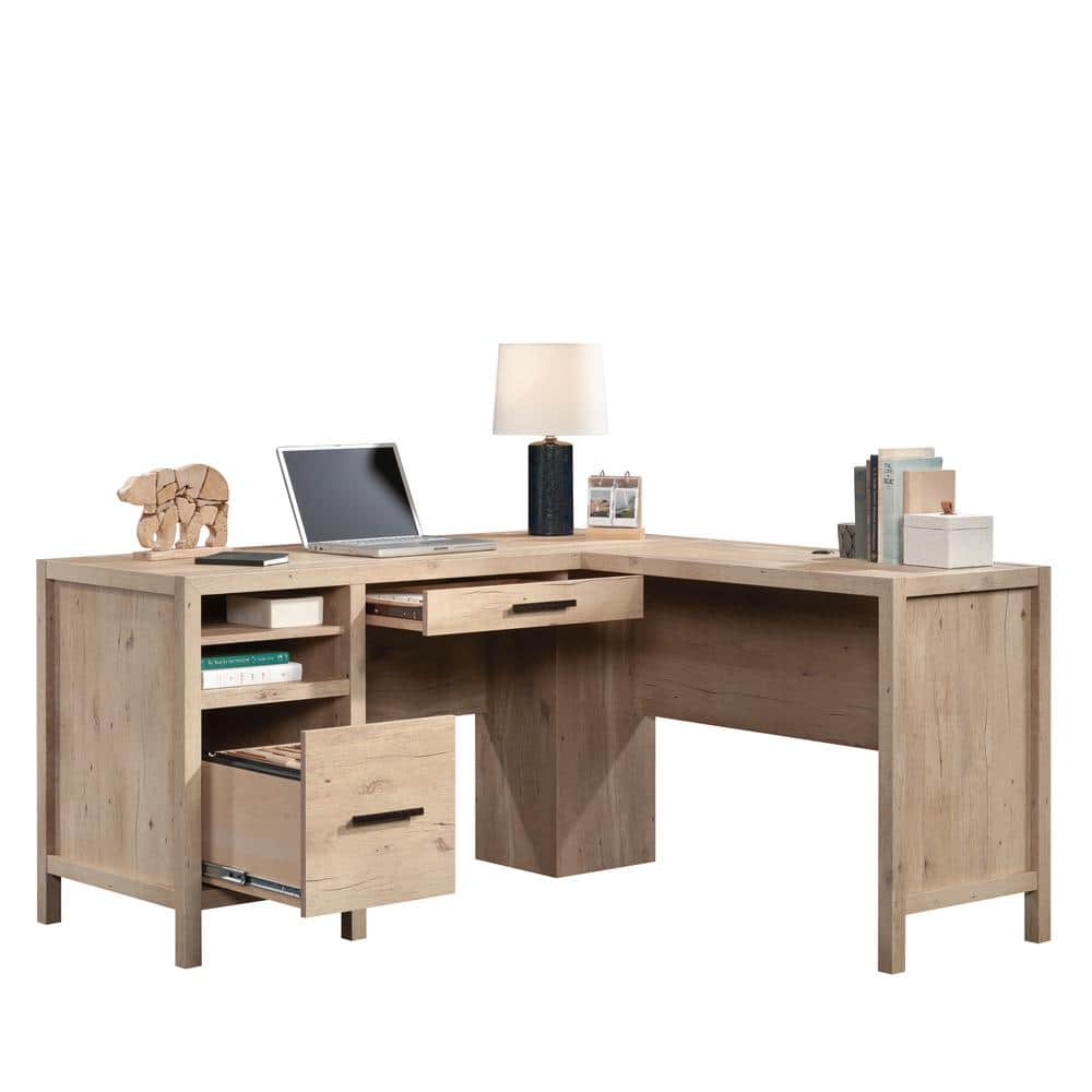 Prime Oak L-Shaped Desk with Drawers and Filing Cabinet