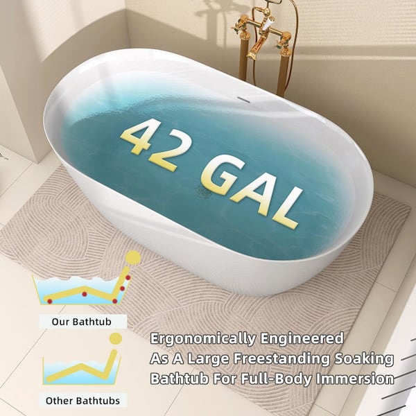 b9soach9ページ Zeafive Zey 47 in. x 27.5 in. Acrylic Freestanding Soaking Tub