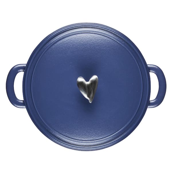 Ayesha Curry Enameled Cast Iron Skillet with Helper Handle and Pour Spouts, 12-Inch, Anchor Blue