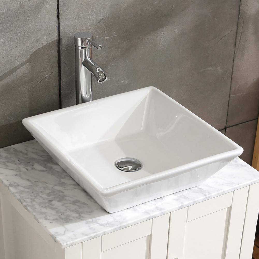 16.5 in. White Ceramic Square Vessel Sink with Faucet price history on PriceWatchPro