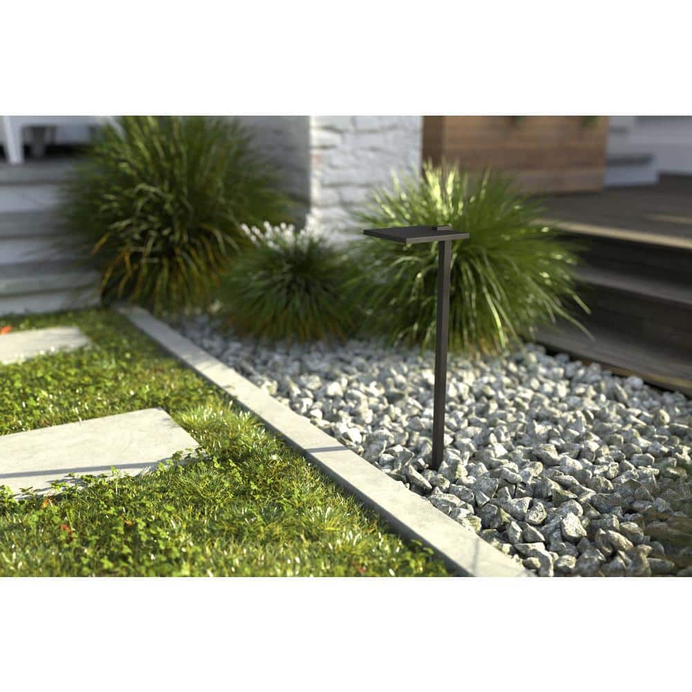 Textured Black LED Pathway Light with Shallow Shade
