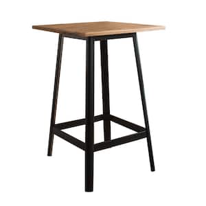 Jacotte 41 in. Natural and Black Metal Bar Height Table with Wood Table Top (Seats 4)