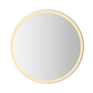 Dane 32 in. W x 32 in. H Round Frameless Antifog Front/Back-Lit Tri-Color Wall Bathroom Vanity Mirror with Smart Touch