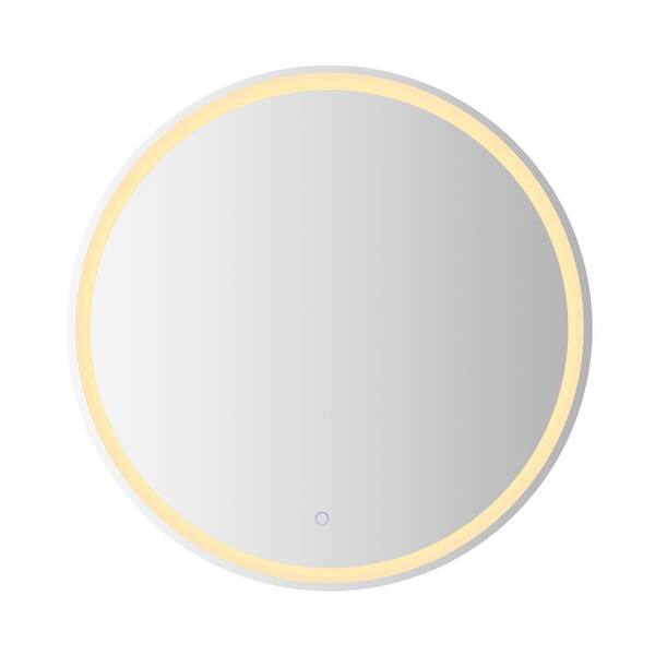 Dane 32 in. W x 32 in. H Round Frameless Antifog Front/Back-Lit Tri-Color Wall Bathroom Vanity Mirror with Smart Touch