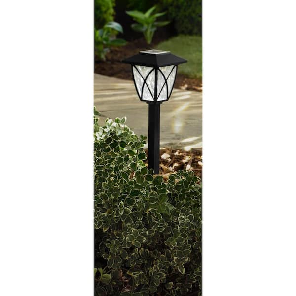 Hampton Bay Cunningham 10 Lumen Black LED Weather Resistant Outdoor Solar Path Light with Plastic Lens
