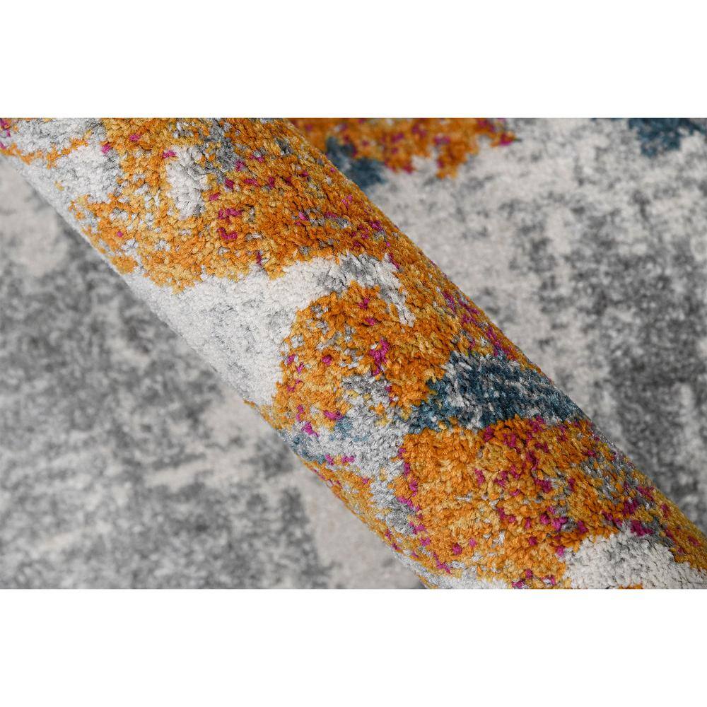 Blue and Orange Synthetic Bohemian Runner Rug 2 ft 7 in x 8 ft