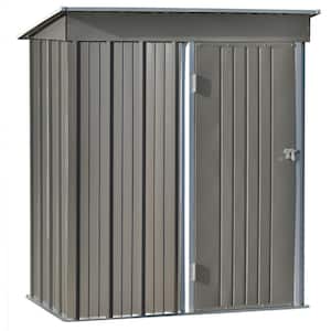 Install Professional Metal Gray Patio 5 ft. W x 3 ft. D Outdoor Bike Shed Garden Shed with Doors 14.4 sq. ft.