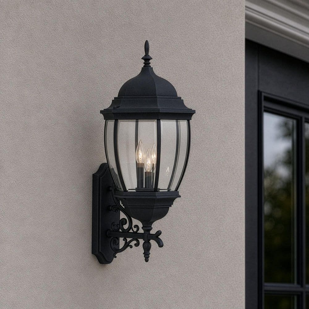Designers Fountain Tiverton Black 3-Light Outdoor Line Voltage
