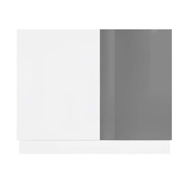 Valencia Assembled 42 in. W x 24 in. D x 34.5 in. H in Gloss Gray Plywood Assembled Blind Corner Base Kitchen Cabinet