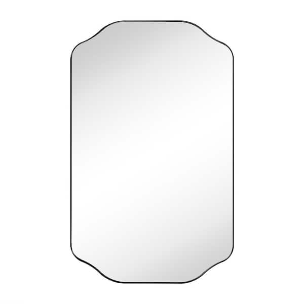 18 in. W. x 29 in. H Arched Metal Rectangular Recessed and Surface Mount Medicine Cabinet with Mirror in Matt Black