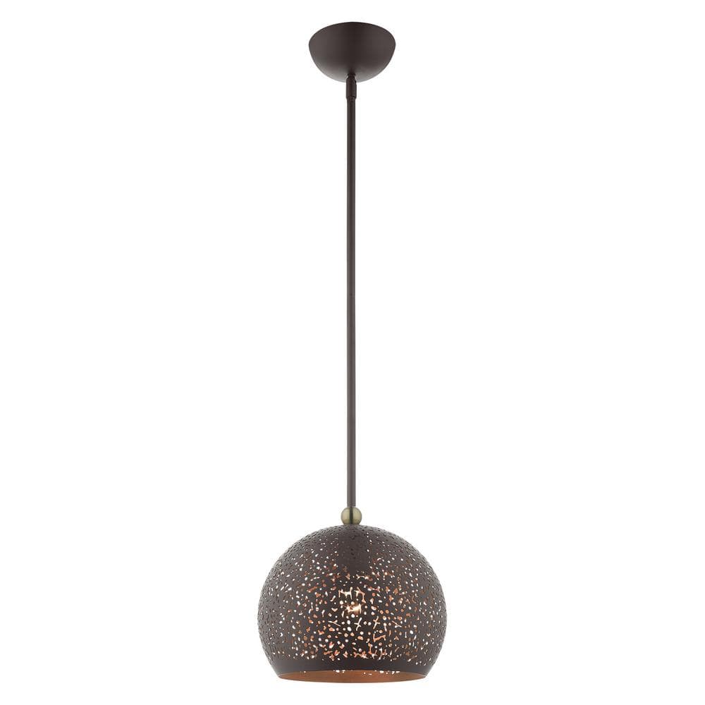 Bronze and Antique Brass 1-Light Globe Pendant