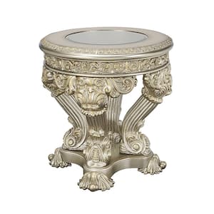 Danae 33 in. Champagne and Gold Finish Round Wood End Table