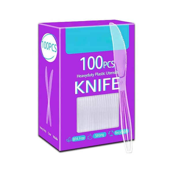 Clear Transparent Disposable Plastic Knives Clear Disposable Tableware Cutlery Set (100 Per Case) Heavy Duty Bulk