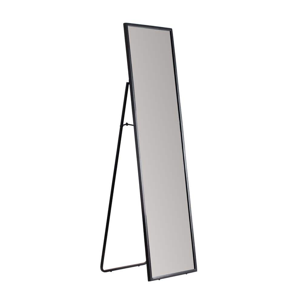 Carmen Black Frameless Freestanding Full Length Mirror, 60x18