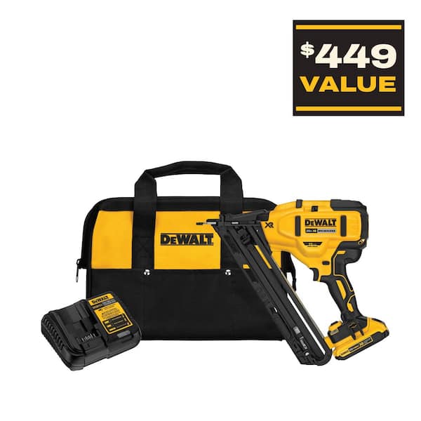 20V MAX XR Lithium-Ion Cordless 2-1/2 in. 15-Gauge Finish Nailer Kit with 2.0Ah Battery, Charger and Contractor Bag