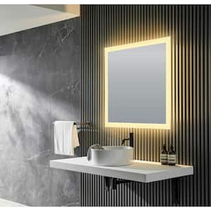 32 in. W x 30 in. H Rectangular Frameless LED Wall Bathroom Vanity Mirror with Defogger in Silver