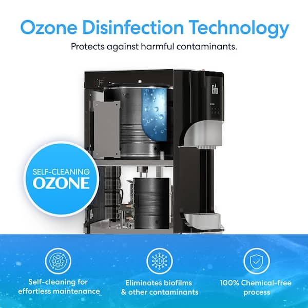 Brio Hot Cold and Room Temp Filtered Water Dispenser Cooler POU, Tri-Temp,  Black and Brush Stainless Steel, Essential Series CLPOURO420SCV2