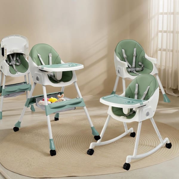 3-in-1 Portable Feeding Rocking Seat Baby High Chair in Green