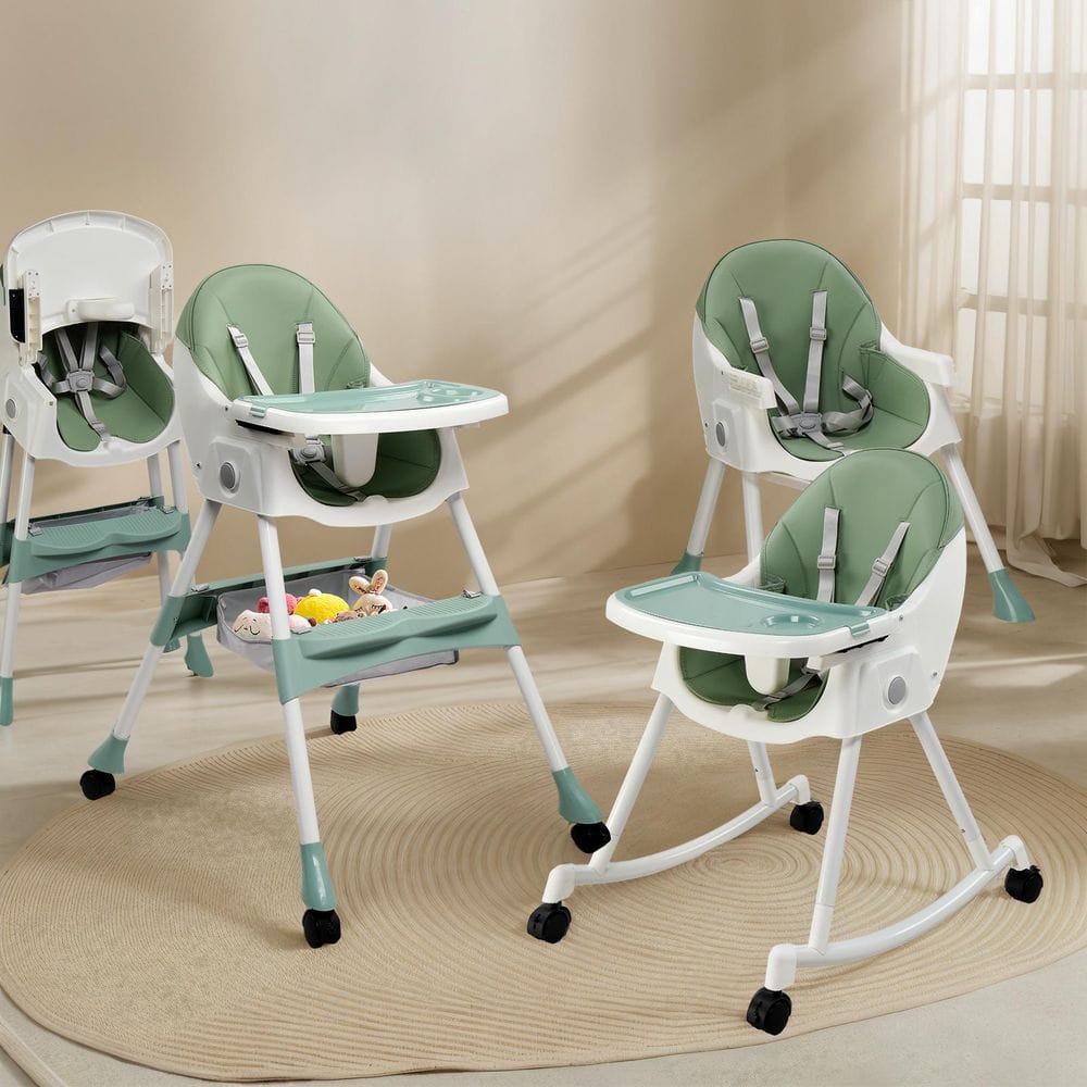 3-in-1 Portable Feeding Rocking Seat Baby High Chair in Green