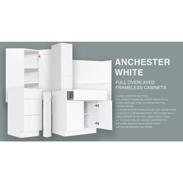 LIFEART CABINETRY Anchester Assembled 6 in. x 34.5 in. x 24 in. Base Spice Drawer Cabinet in White