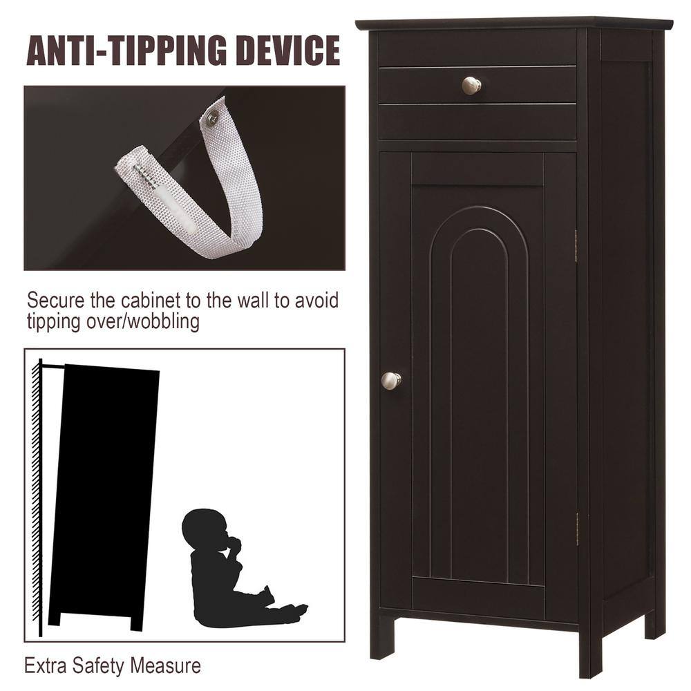 Abilene Dark Brown Bathroom Floor Cabinet with Adjustable Shelves
