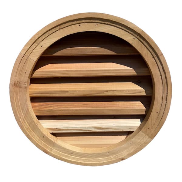 Al's Millworks 18 in. x 18 in. Round Wood Built-in Screen Gable Louver Vent W/ Brickmould trim