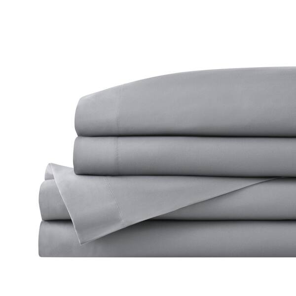 StyleWell Brushed Soft Microfiber Stone Gray 4-Piece Queen Sheet Set