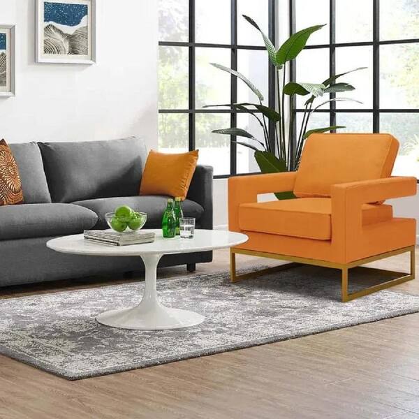 Mydepot 33 in. Wide Orange Tufted Armchair with Cushion HDML 