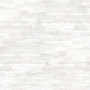 Arctic White Ledger Panel 6 in. x 25.52 in. Textured Marble Stone Look Wall Tile (6 sq. ft./Case)
