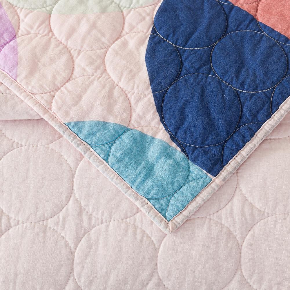 Full Pink Organic Cotton Reversible Quilt Set