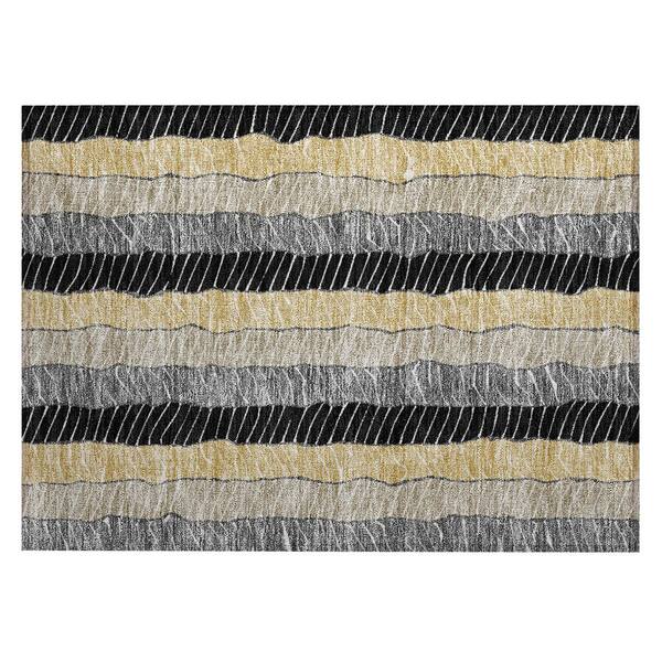 Chantille Machine Washable Indoor/Outdoor Abstract ACN3039 Black 2 ft. x 3 ft. Accent Rug