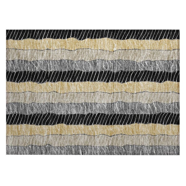 Chantille Machine Washable Indoor/Outdoor Abstract ACN3039 Black 3 ft. x 4 ft. Area Rug