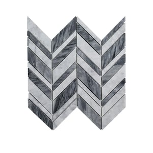 Carlton Gray 11.625 in. x 12 in. Chevron Marble Wall and Floor Mosaic Tile (9.68 sq. ft./Case)