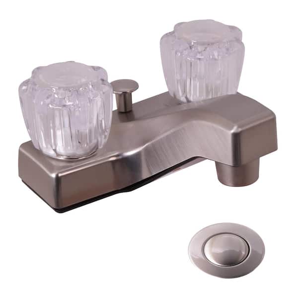 Westbrass 3 in. Lavatory Faucet with Pop-Up Drain Plug Non-Metallic in Satin Nickel