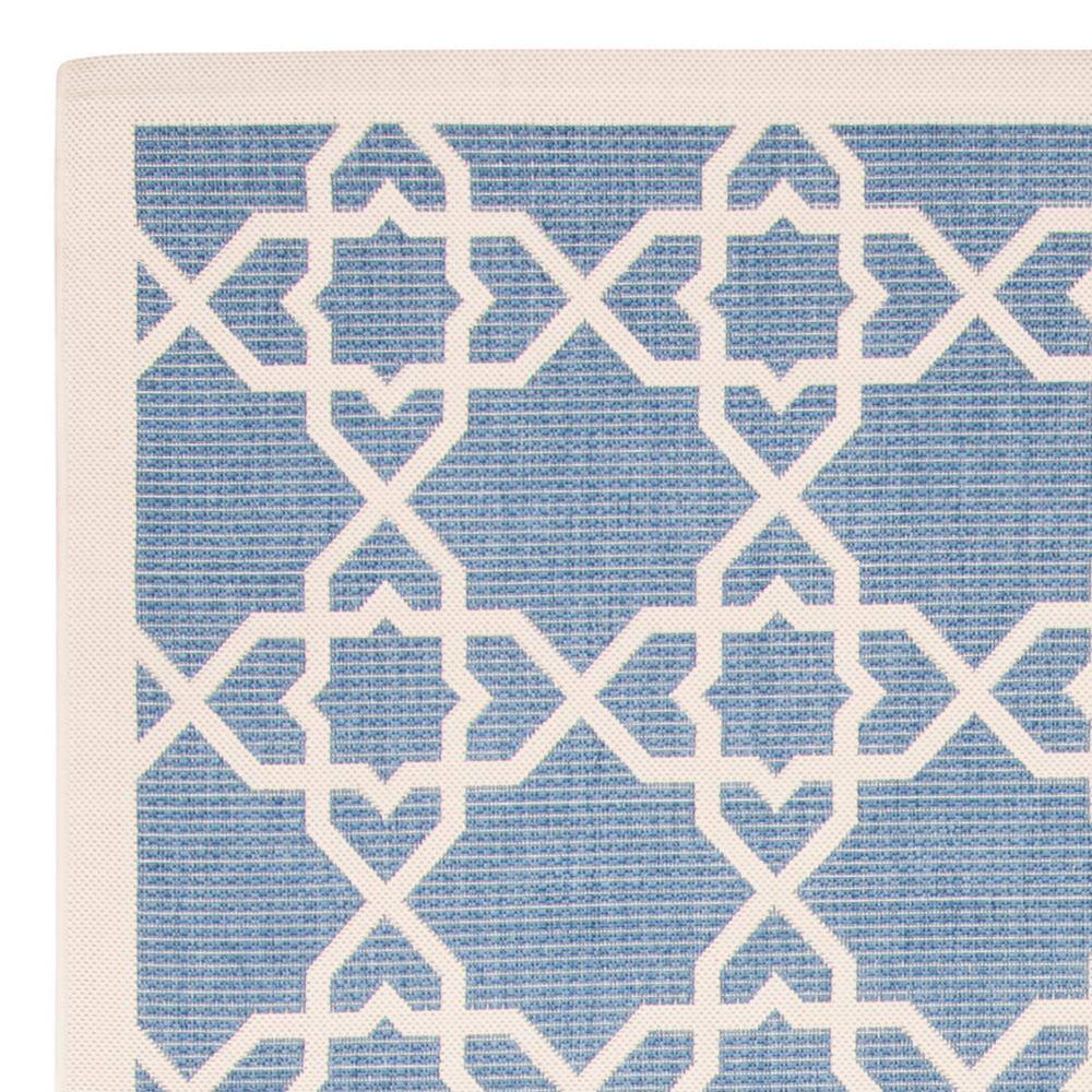 Sky Blue Beige Geometric 9' x 12' Synthetic Area Rug