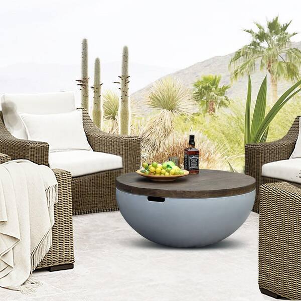 Round outdoor storage coffee table discount