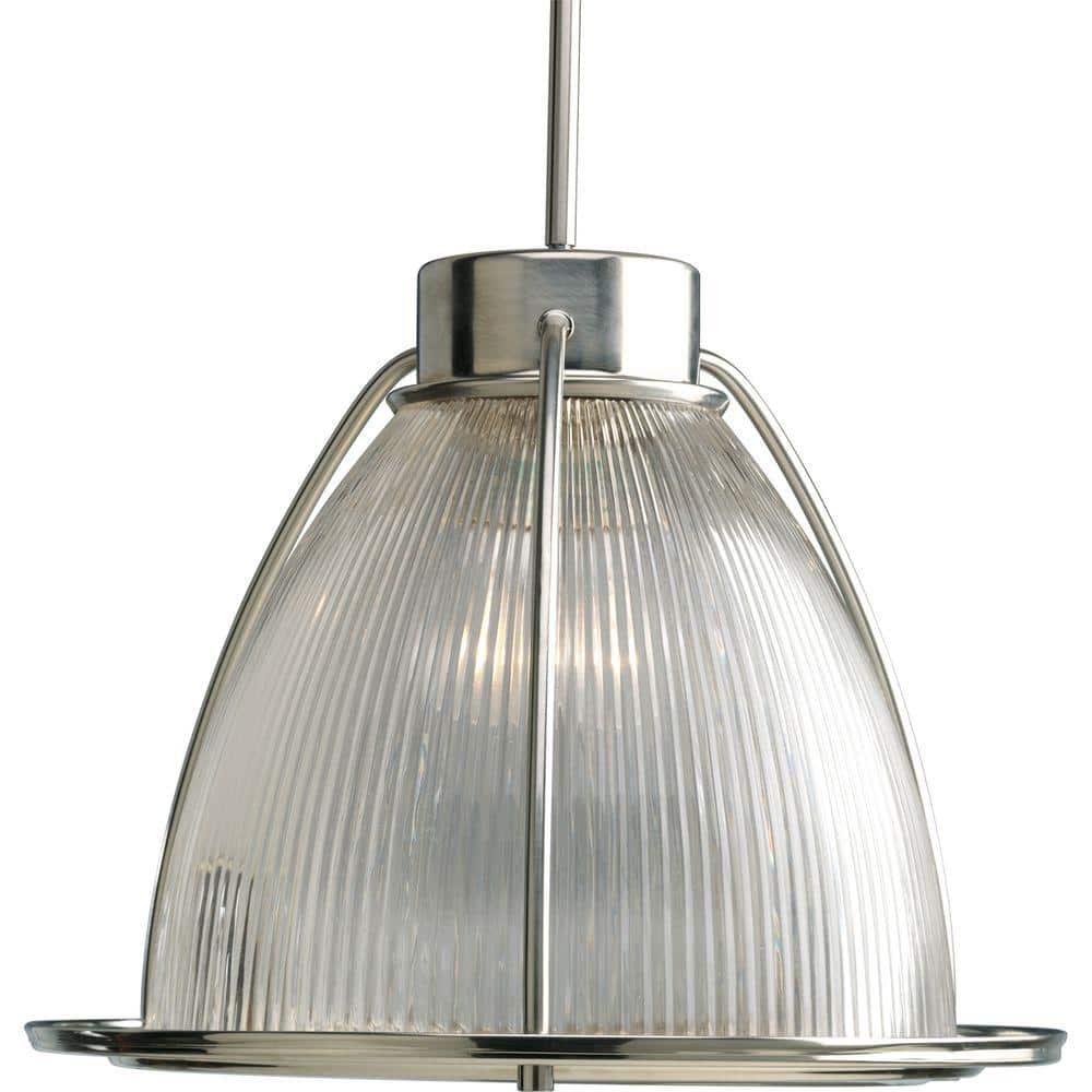 Brushed Nickel Mini Pendant with Clear Prismatic Glass Shade