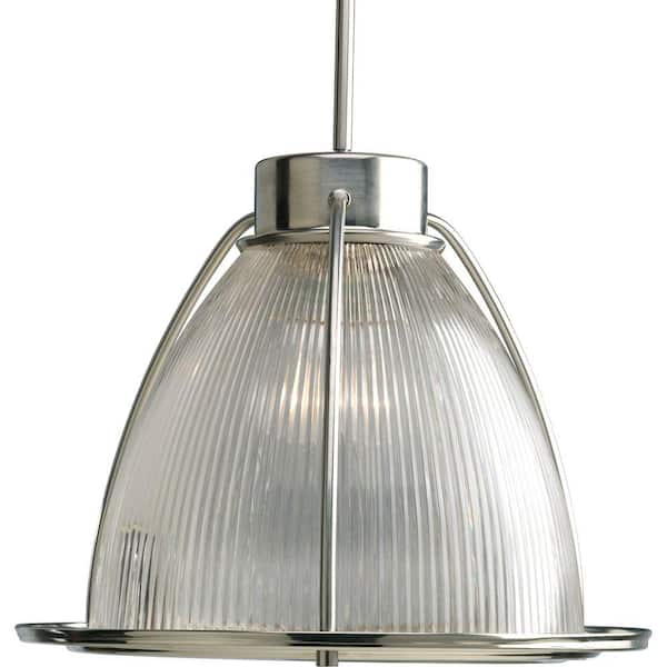 Progress Lighting 1-Light Brushed Nickel Pendant with Clear Prismatic Glass