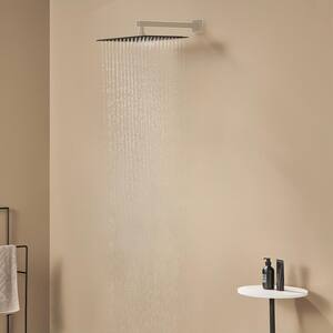 1-Spray Pattern with 2.5-GPM Square 10 in. Ceiling Mount Rain Fixed Shower Head in Matte Black