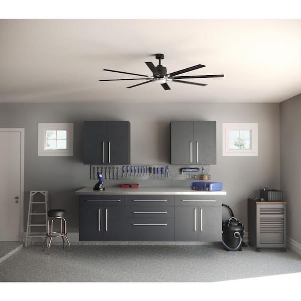 Vast 72 in. Indoor/Outdoor Integrated LED Black Mid-Century Modern Ceiling Fan with Remote for Living Room and Bedroom