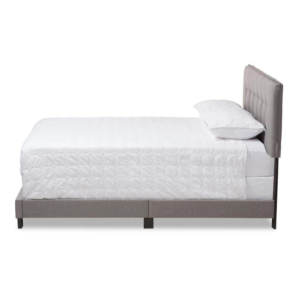 Audrey Light Grey Upholstered Queen Bed with Tufted Headboard