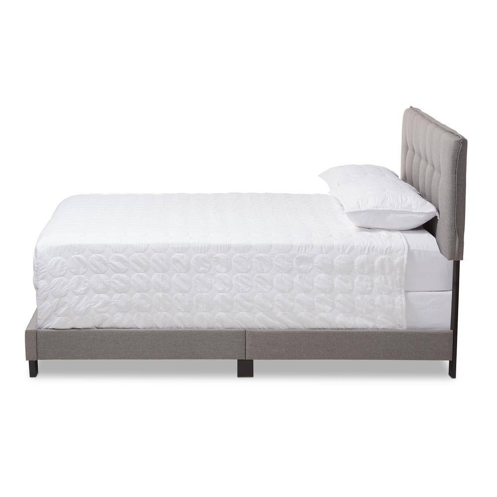 Audrey Light Grey Upholstered Queen Bed with Tufted Headboard